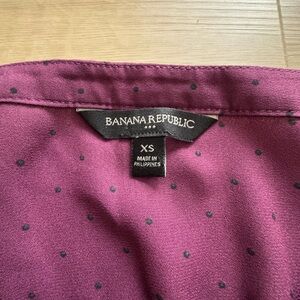 Banana Republic Plum Blouse with Black Polka Dots (Size XS)